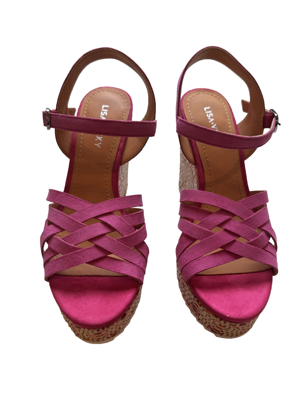 Lisa Vicky Wedge Shoes Womens Size 6 Glorious-V Espadrille Sandals Suede